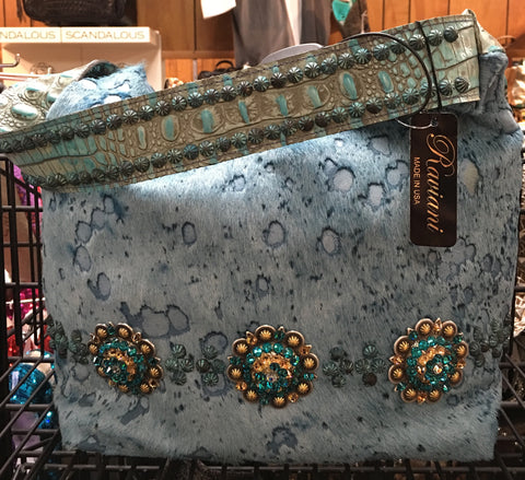 Mint Green And Turquoise Croc Leather With Crystals - Forever Treasures  Boutique