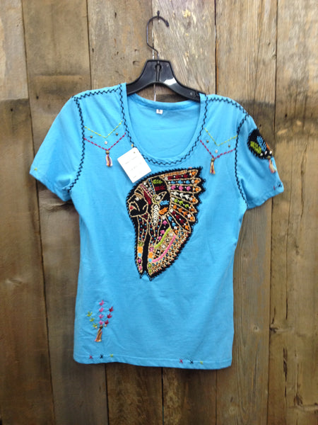 SH-046 Indian Head Blue T-Shirt