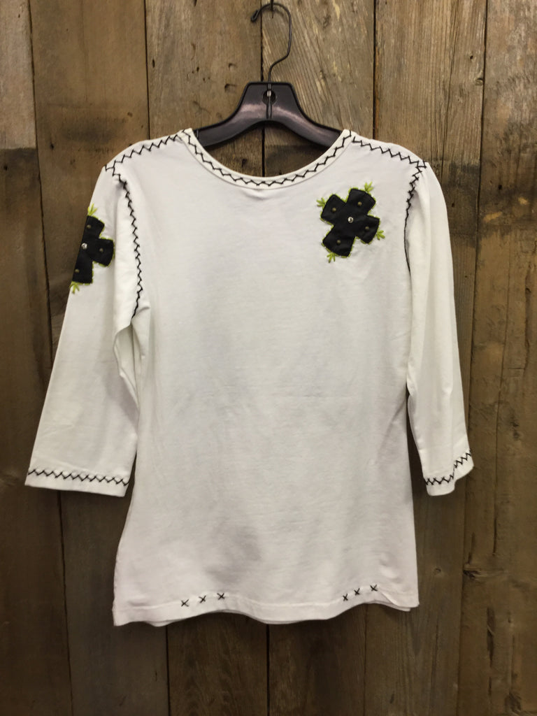 SH-015 Cross W/ Wings White T-Shirt